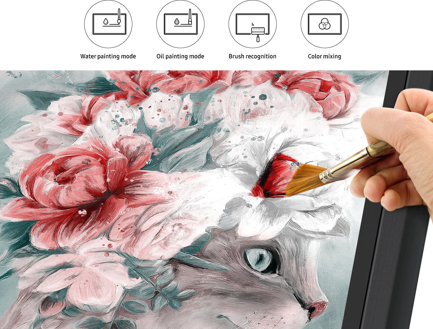 Malen Sie auf dem Samsung Flip WM75A mit echtem Pinsel auf dem Display malen