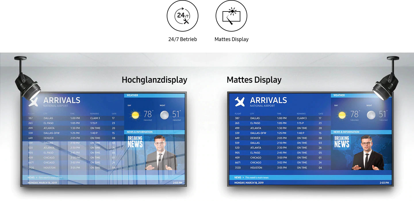 Samsung QM98T für brillante 4K Bilder für Digital-Signage-Inhalte im Innenbereich