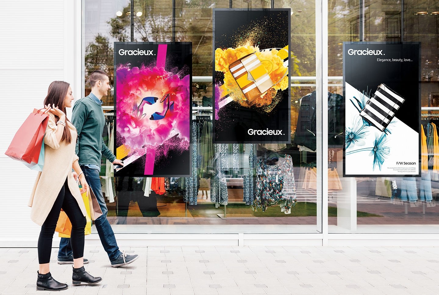 Samsung Semi-Outdoor Displays Schaufenster-Display