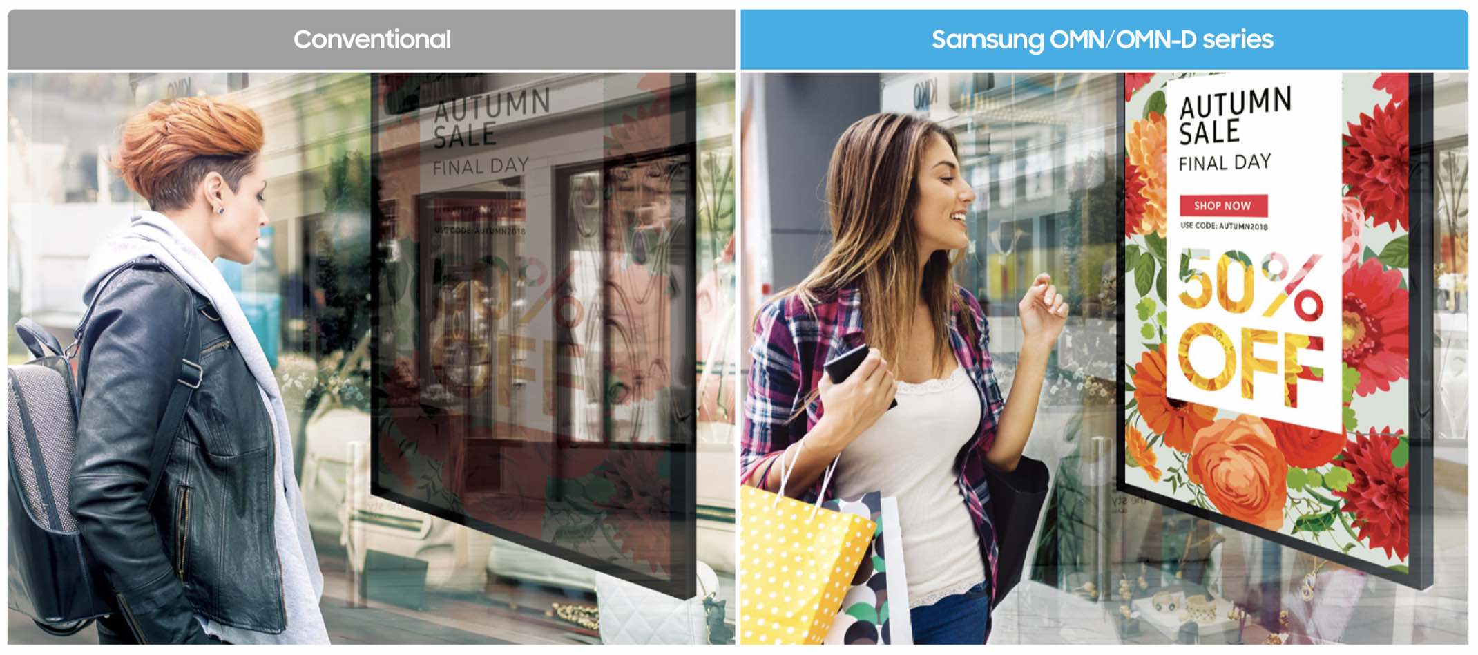 Mit Samsung Signage Displays effektiv Spiegelungen verhindern