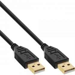 InLine USB 2.0 Kabel A an A - Kontakte gold - schwarz 5,0m 5,0m