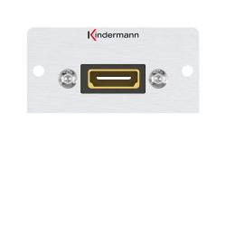 Kindermann Konnect alu 50 - HDMI - Anschlussblende mit Kabelpeitsche, HDMI - Highspeed mit Ethernet, Halbblende, Aluminium eloxiert