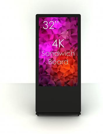 SWEDX Sandwich Board SWSB32K8-A2 - 32 Zoll - digitaler Kundenstopper - 350 cd/m² - 4K Ulta-HD - 3840x2160 Pixel - 24/7 - Schwarz 